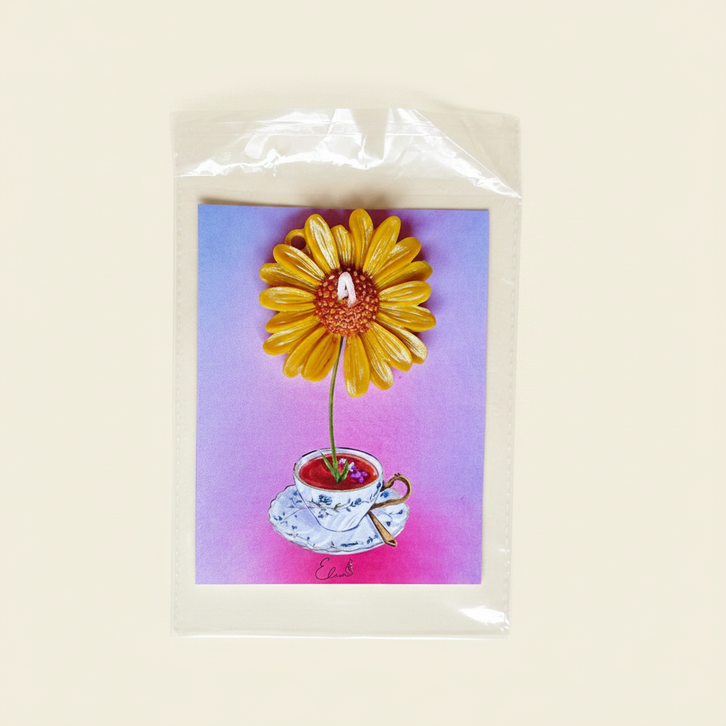 Girasol taza fondo crema