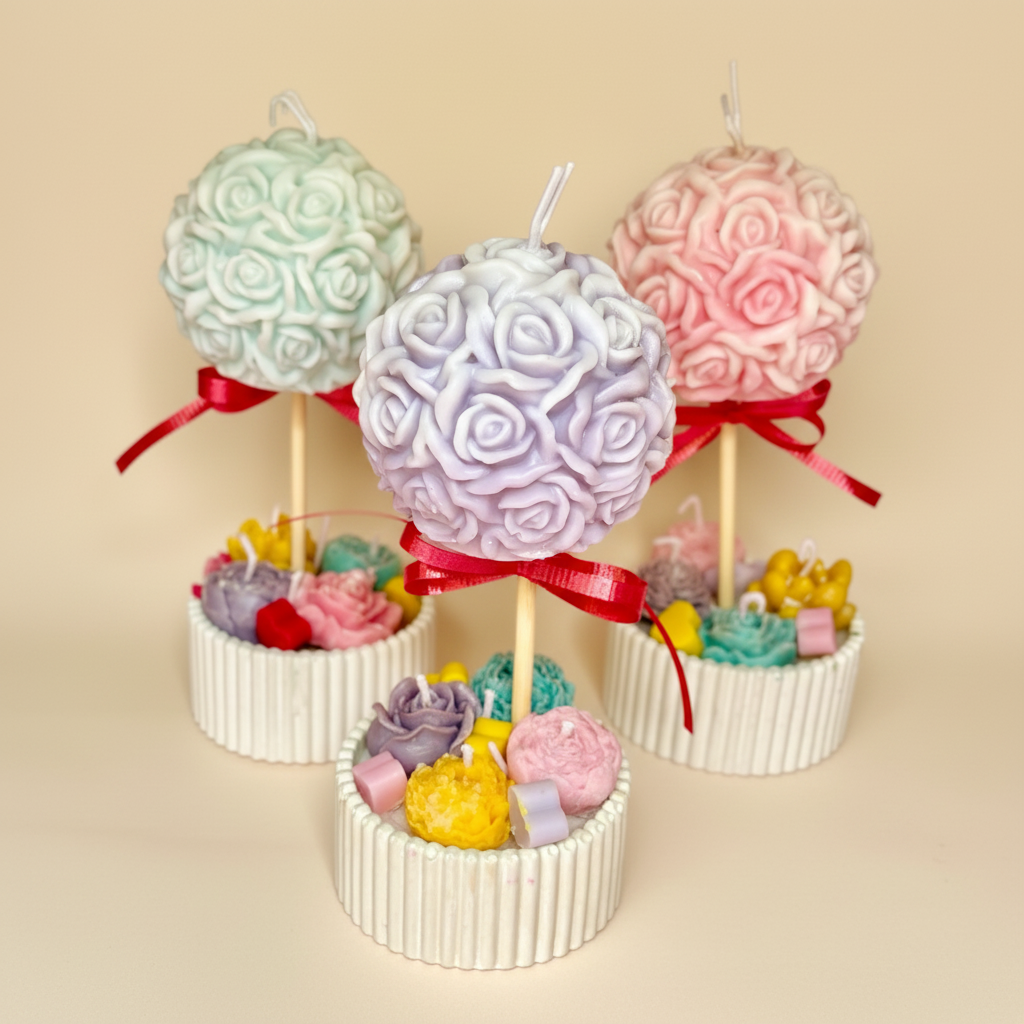 Globo de Flores - Fondo Crema/Dorado