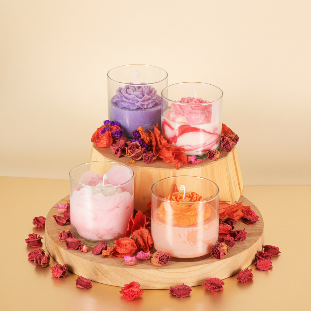 Rosa Eterna - Grupo 4 velas sin latas